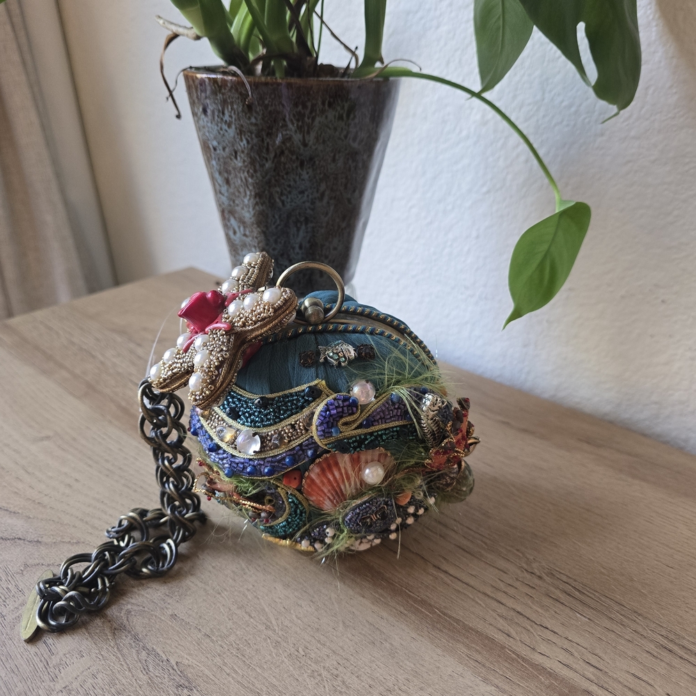 Colorful Beaded Clutch with Chain